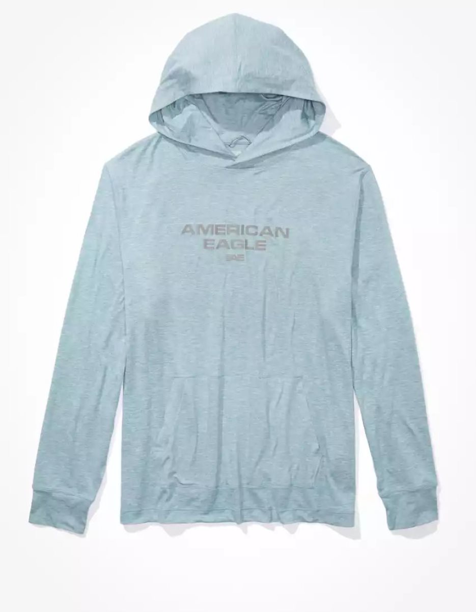 T Shirts American Eagle AE 24/7 Good Vibes Graphique Hoodie Bleu Homme | EUN-99718760